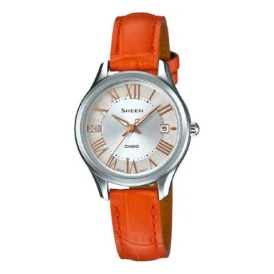 Casio Female Sheen Japan / South Korea Fashion Silver Analog In Orange