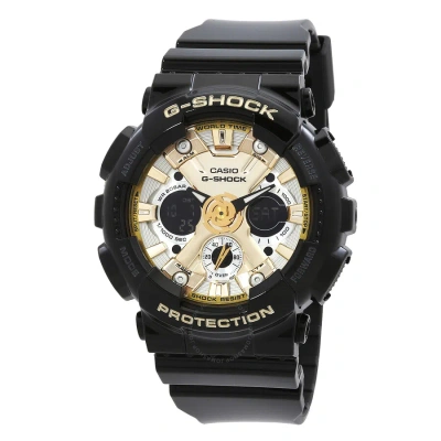 Casio G-shock Alarm World Time Quartz Analog-digital Gold Dial Ladies Watch Gmas120gb-1a In Black / Digital / Gold / Gold Tone