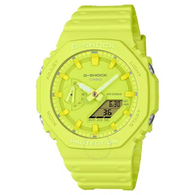 Casio G-shock Alarm World Time Quartz Analog-digital Men's Watch Ga-2100-9a9 In Yellow
