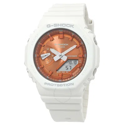 Casio G-shock Alarm World Time Quartz Analog-digital Orange Dial Watch Gma-s2100ws-7a In White