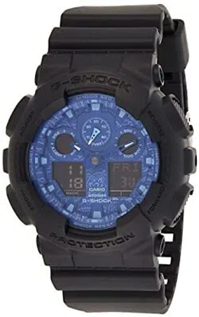 Pre-owned Casio G-shock Analog-digital Blue Dial Men Ga-100bp-1adr (g1238)