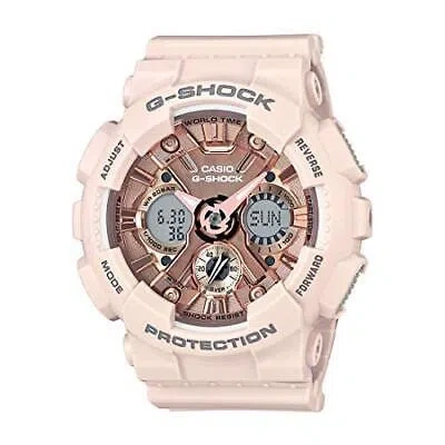 Pre-owned Casio G-shock Analog-digital Rose Gold Dial Women Gma-s120mf-4adr (g732)