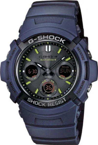 Pre-owned Casio G-shock Awg-m100nv-2a Tough Solar Analog Digital Resin Atomic Radio Watch