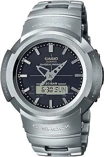 Pre-owned Casio G-shock Awm-500d-1a First Analog Reprint Solar Radio Full Metal Silver
