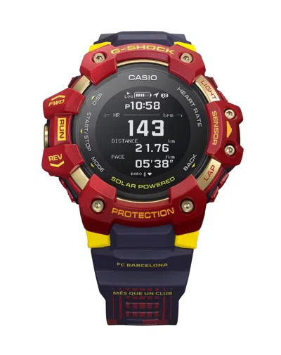 Pre-owned Casio G-shock Barcelona Matchday Collaboration 55 Mm Multicolor Stainless...
