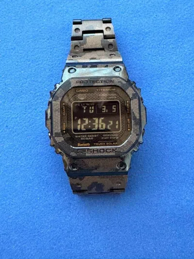 Pre-owned Casio G-shock Black Full Metal Titanium Circuitry Watch Gmwb5000tcc1
