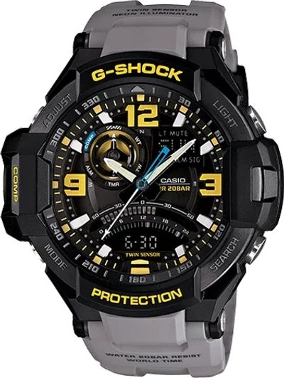 Pre-owned Casio G-shock Ga-1000-8a Twin Sensor Compass Aviator Watch Ga1000-8a Gray