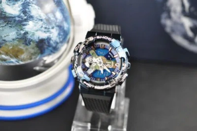 Pre-owned Casio G-shock Earth Themed Limited Watch Gm-110earth-1apfh Stainless Steel Bezel