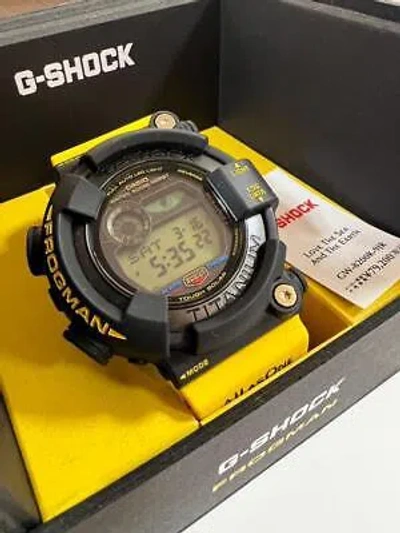 Pre-owned Casio G-shock Frogman Gw-8200k-9jr Love The Sea And The Earth Black Yellow Watch