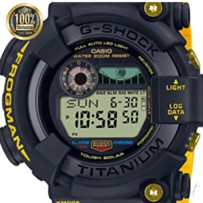 Pre-owned Casio G-shock Frogman Gw-8200k-9jr Love The Sea And The Earth Black Yellow Watch