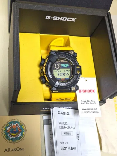 Pre-owned Casio G-shock Frogman Gw-8200k-9jr Love The Sea And The Earth Yellow Watch
