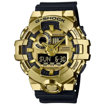 Pre-owned Casio G-shock G-steel Analog-digital Gold-tone Black Resin Strap Watch Gm700g-9a