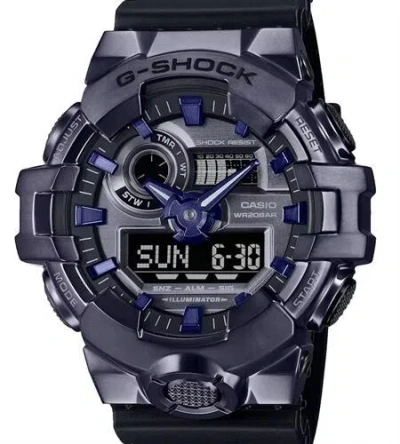 Pre-owned Casio G-shock G-steel Analog-digital Quartz Black-purple Gm700p-6a