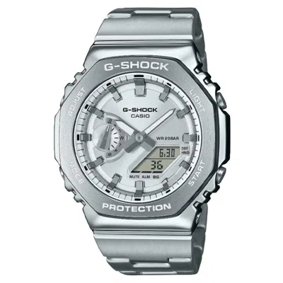 Pre-owned Casio G-shock G-steel Analog-digital Silver Dial Steel Men's Watch Gm2110d-7a