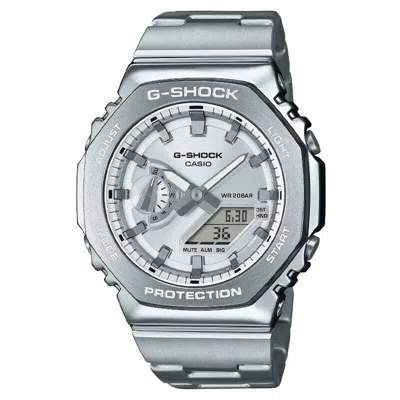 Pre-owned Casio G-shock G-steel Analog-digital Silver Dial Steel Men's Watch Gm2110d-7a