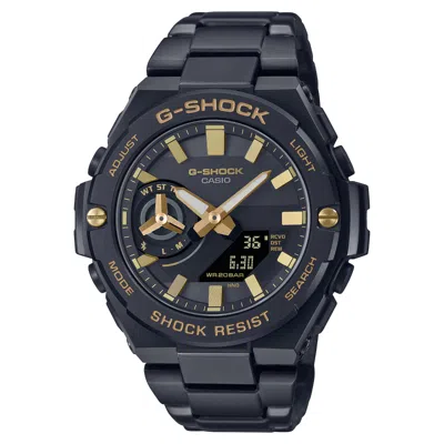 Pre-owned Casio G-shock G-steel Black Stay Gold Watch Gstb500bd-1a9 Solar Watch
