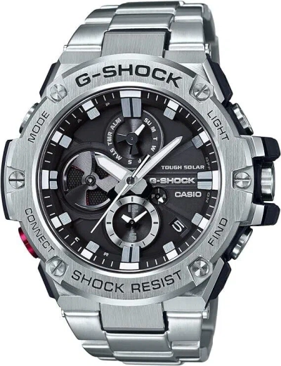 Pre-owned Casio G-shock G-steel Gst-b100d-1ajf Black Bluetooth Solar Men Watch From Japan