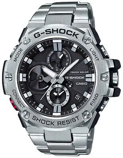 Pre-owned Casio G-shock G-steel Gst-b100d-1ajf Black Bluetooth Solar Men Watch With Box