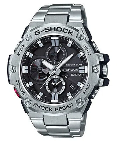 Pre-owned Casio G-shock Gst-b100d-1ajf G-steel Bluetooth Ios Android Solar Men Wrist Watch