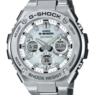 Pre-owned Casio Watch G-steel Radio Solar Gst-w110d-7ajf Silver Men Analog Digital