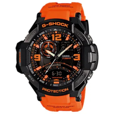 Pre-owned Casio G-shock Ga-1000-4adr Orange Resin Gravity Master Men's Watch In Black