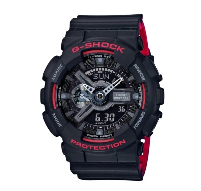 Pre-owned Casio G-shock Ga-110hr-1a Black Red Resin Band Men Sports Watch