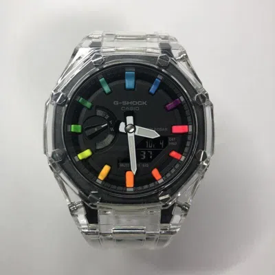 Pre-owned Casio G-shock Ga-2100-1a Ap Royal Oak Custom Color Dial Rainbow Clear Skelton