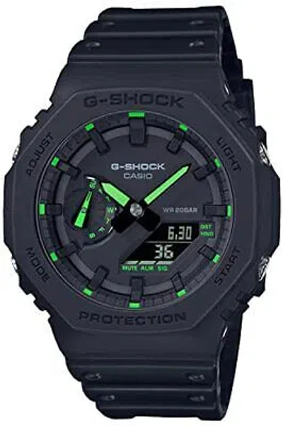 Pre-owned Casio G-shock Ga-2100-1a3jf Neon Accent Series Green Watch Octagon Bezel