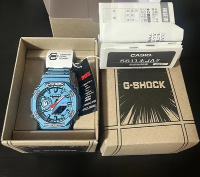 Pre-owned Casio G-shock Ga-2100mng-2ajr Manga Theme Men's Watch Blue World Time 2024