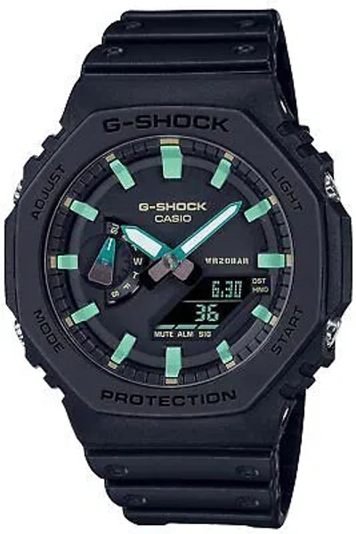 Pre-owned Casio G-shock Ga-2100rc-1ajf Teal And Brown Men Watch Black Resin Band Day/date