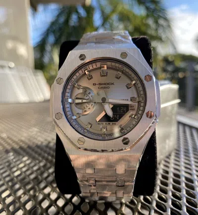 Pre-owned Casio G-shock Ga2100 Custom Mod All Silver Color