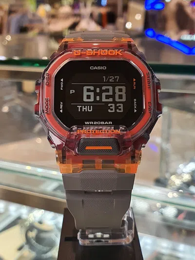 Pre-owned Casio G-shock Gbd-200sm-1a5 Black Orange Resin Strap Men Watch Original