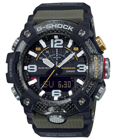 Pre-owned Casio G-shock Gg-b100-1a3 Mudmaster X Carbon Quad Sensor Watch Army Greenxblack