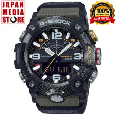 Pre-owned Casio G-shock Gg-b100-1a3jf Green Mudmaster Carbon Core Bluetooth Men Watch