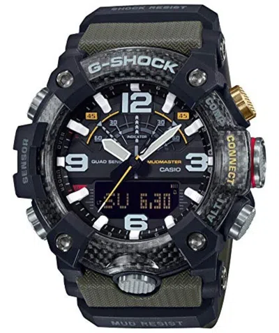 Pre-owned Casio G-shock Gg-b100-1a3jf Green Mudmaster Carbon Core Bluetooth Men Watch