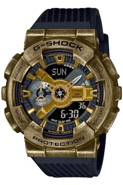 Pre-owned Casio G-shock Gm-110vg-1a9jr Steampunk Men Watch Black Resin Band World Time