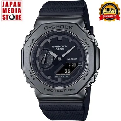 Pre-owned Casio G-shock Gm-2100bb-1ajf Blackout Metal Case Chrono Analog Digital Men Watch