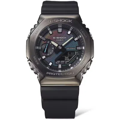 Pre-owned Casio G-shock Gm-2100brw-1a Rainbow Brick Wall Analog Digital Dual Display Watch