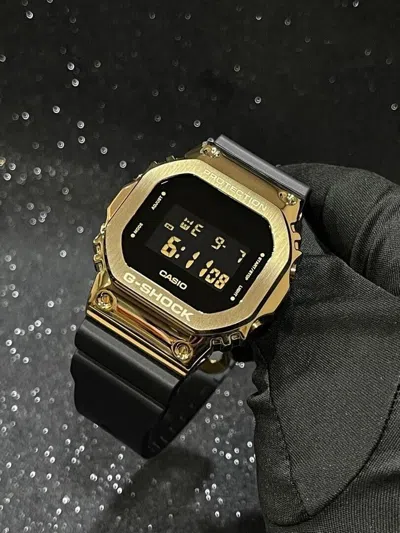 Pre-owned Casio G-shock Gm-5600g-9d Gold Tone Black Resin Digital Men Fashion Sport Watch