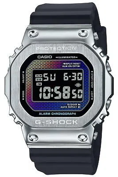 Pre-owned Casio G-shock Gm-5600rw-1jf Rainbow Brick Wall Metal Case Digital Men Watch