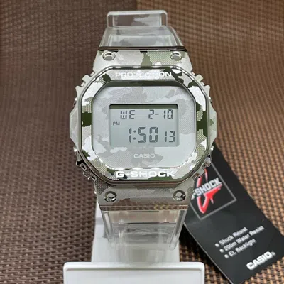 Pre-owned Casio G-shock Gm-5600scm-1d Camouflage Pattern Semi-transparent Band Men's Watch