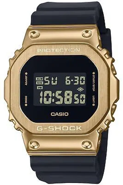 Pre-owned Casio G-shock Gm-5600ug-9jf Black/gold Color Model Led Back Light Resin