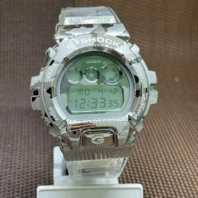 Pre-owned Casio G-shock Gm-6900scm-1d Camouflage Pattern Semi-transparent Band Men's Watch