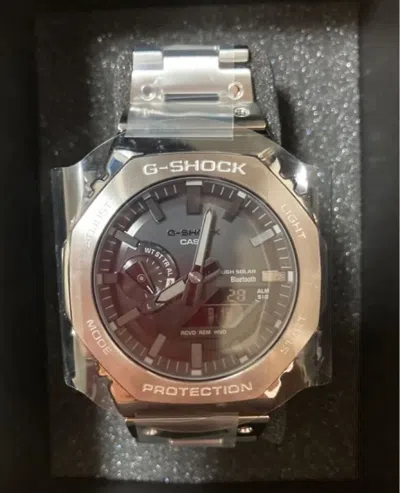 Pre-owned Casio G-shock Gm-b2100d-1ajf Full Metal Silver Bluetooth Solar Watch Men's