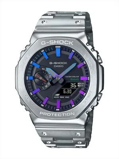 Pre-owned Casio G-shock Gm-b2100pc-1ajf Black Metal Rainbow Silver Men's Watch In Box