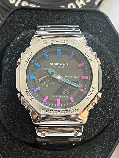 Pre-owned Casio G-shock Gm-b2100pc-1ajf Black Metal Rainbow Silver Men's Watch In Box