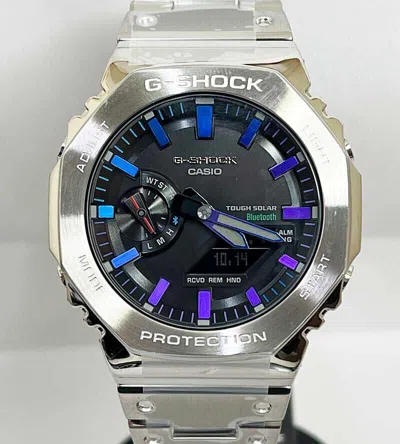 Pre-owned Casio G-shock Gm-b2100pc-1ajf Rainbow X Silver Metal Analog Digital Men