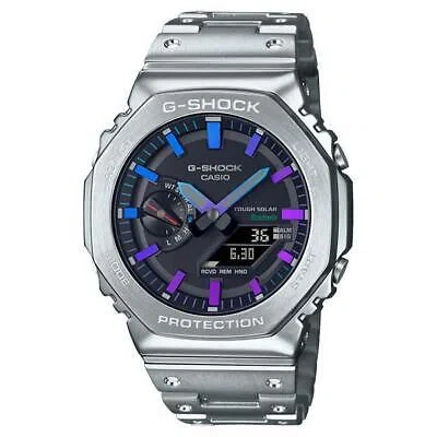 Pre-owned Casio G-shock Gm-b2100pc-1ajf Rainbow X Silver Metal Analog Digital Men Watch