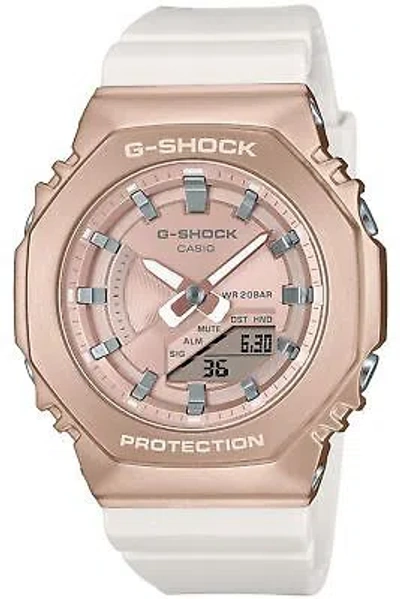 Pre-owned Casio G-shock Gm-s2100cw-7ajf Mid Size Watch Pink Gold Metal Case Analog Digital
