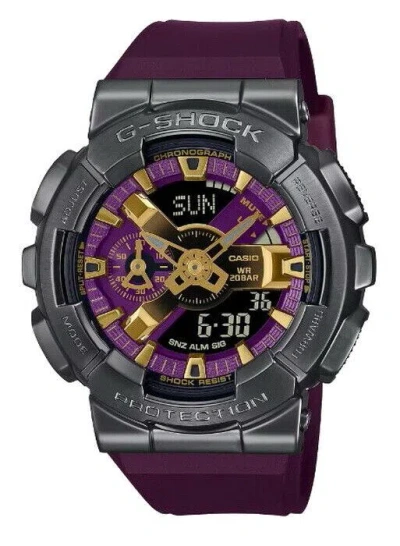 Pre-owned Casio G-shock Gm110cl-6a Analog Digital Gray Bezel Purple Band Watch